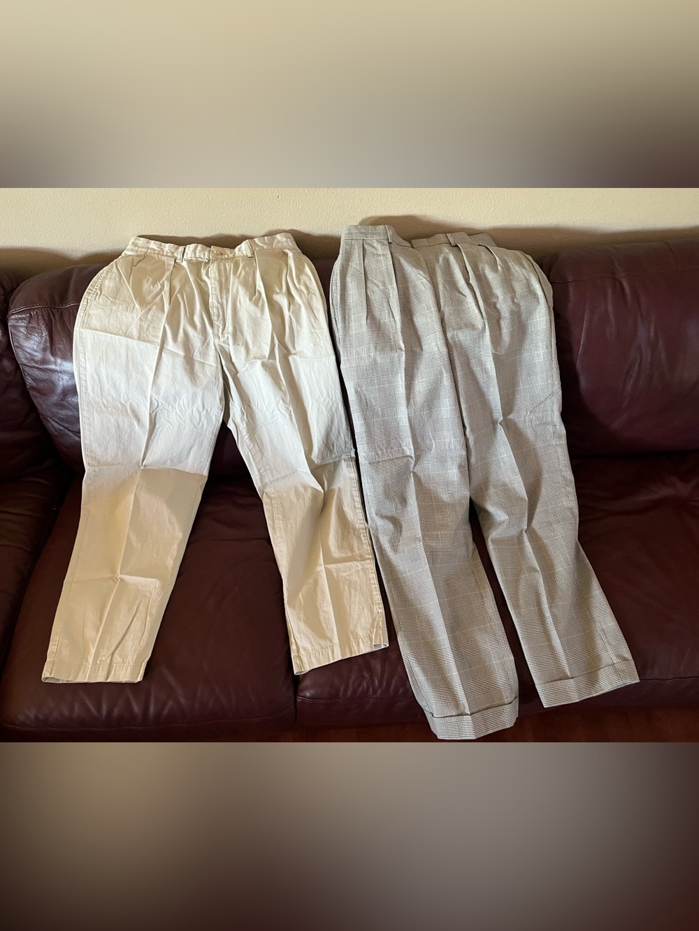 Polo by Ralph Lauren Two-Pair Chinos in Cream and Light Gray Plaid